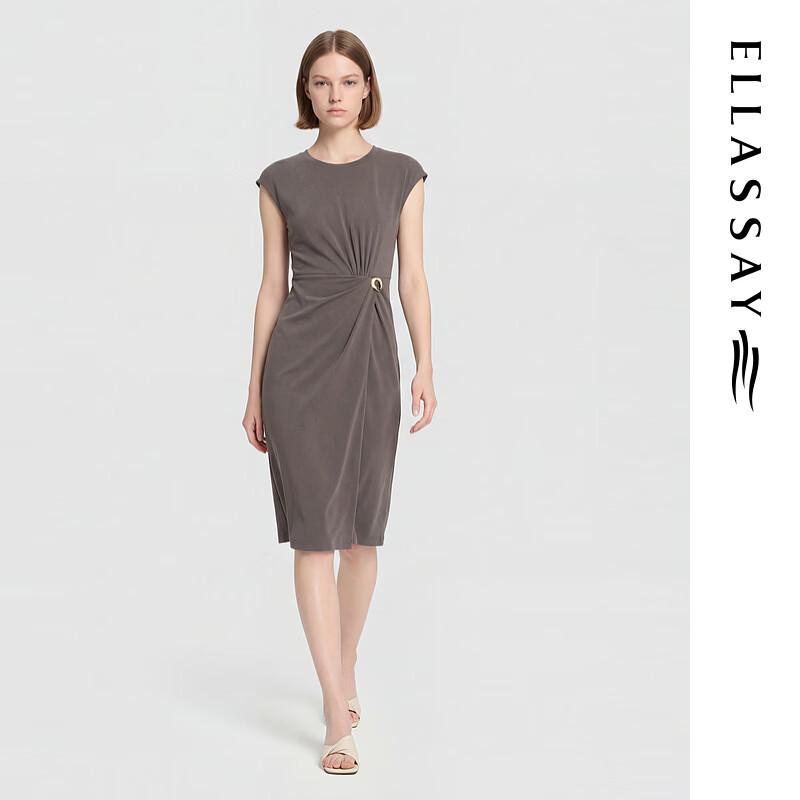 

ELLASSAY 2026 Summer Retro Ring Buckle Short Sleeve Dress M