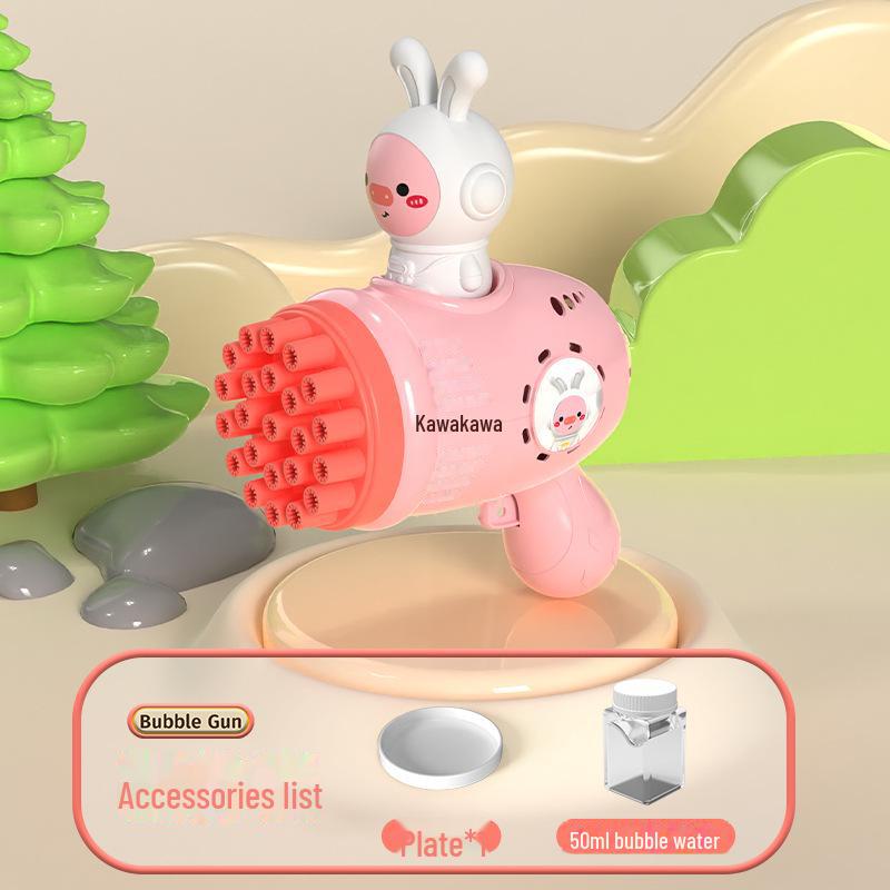 Popular Handheld Luminous Gatling Bubble Gun: Fully Automatic Bubble-Blowing Toy for Kids