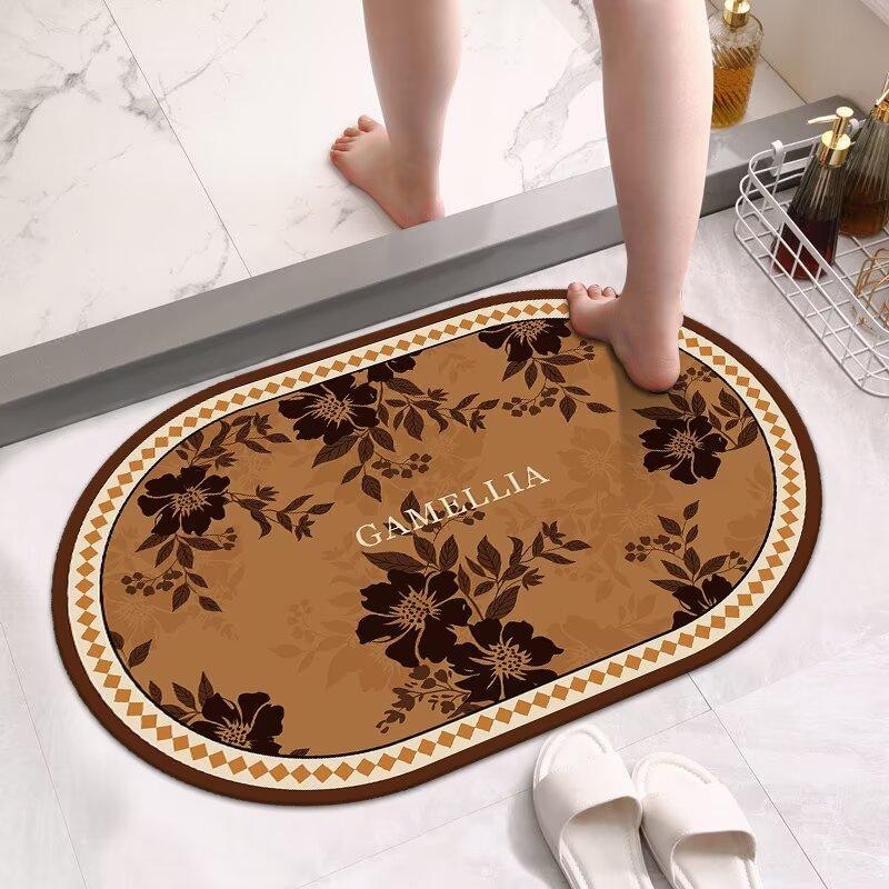 Hot Selling Modern Quick Dry Sustainable Bathroom Floor Mat Diatomaceous Earth Bath Mat with Non-slip Backing