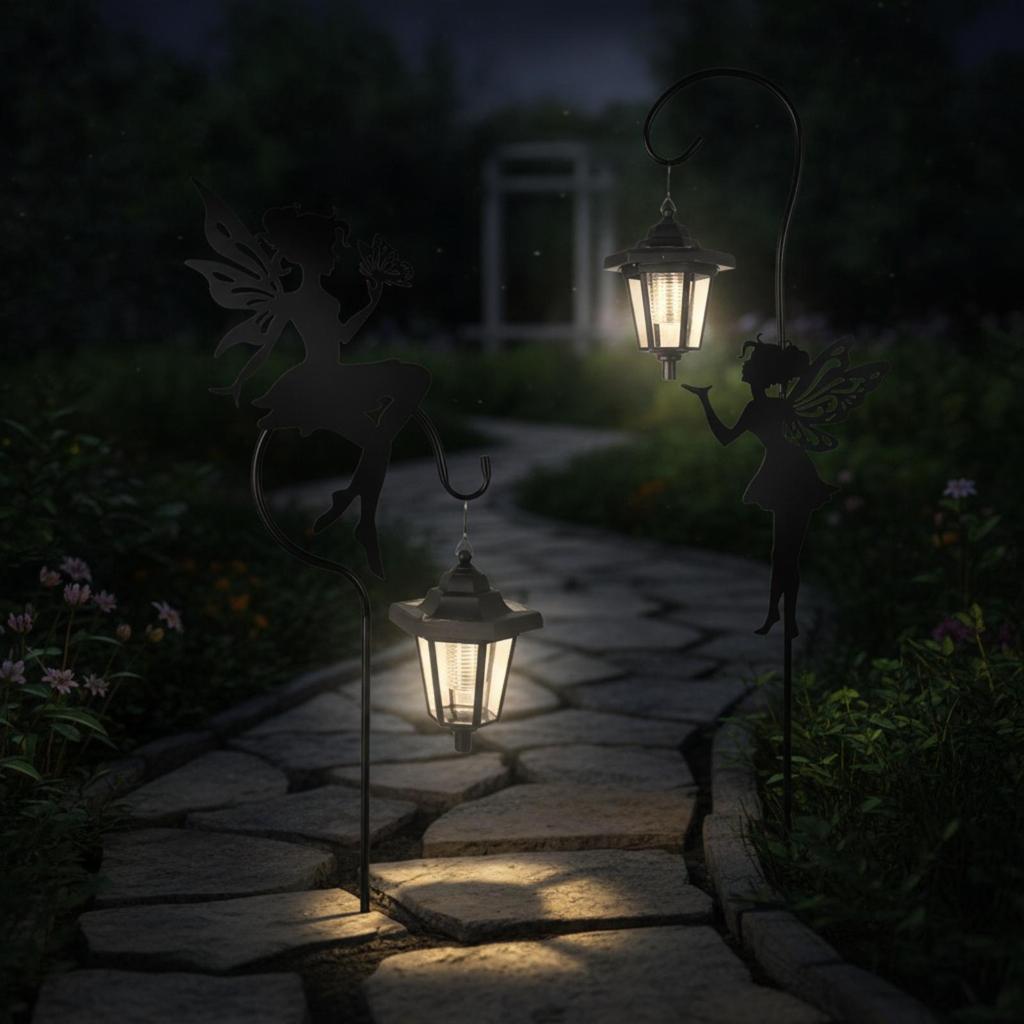 Fairy Garden Lantern Stakes Whimsical Solar with Stake Cordless for Lawn