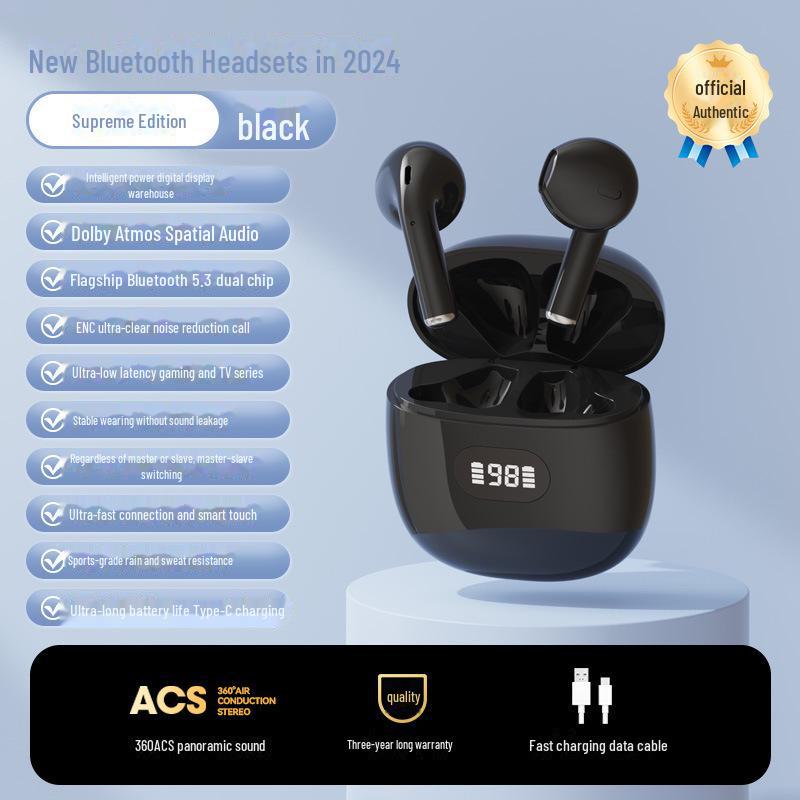 

X83 Bluetooth 5.3 полувставные наушники: Высококачественный звук, удобная посадка, длительное время автономной работы, цифровой дисплей, универсальная совместимость. чёрный