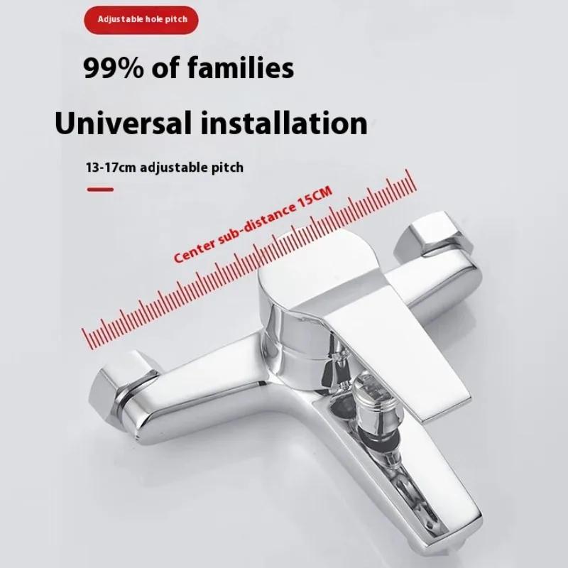 Zinc Alloy Basin Faucets Chrome Wall Mounted Hot Cold Water Dual Spout Mixer Tap for Bathroom Splitter Bath Shower Basin