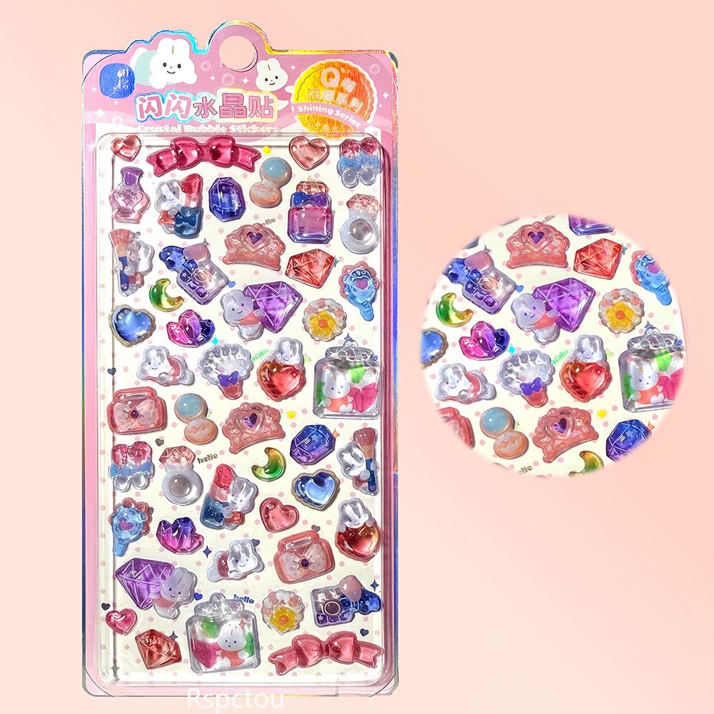 4pcs Mini Japanese Style Marine Cartoon 3D Drop Stickers DIY Phone Stationery Diary Decor School Cute Crystal Sticker