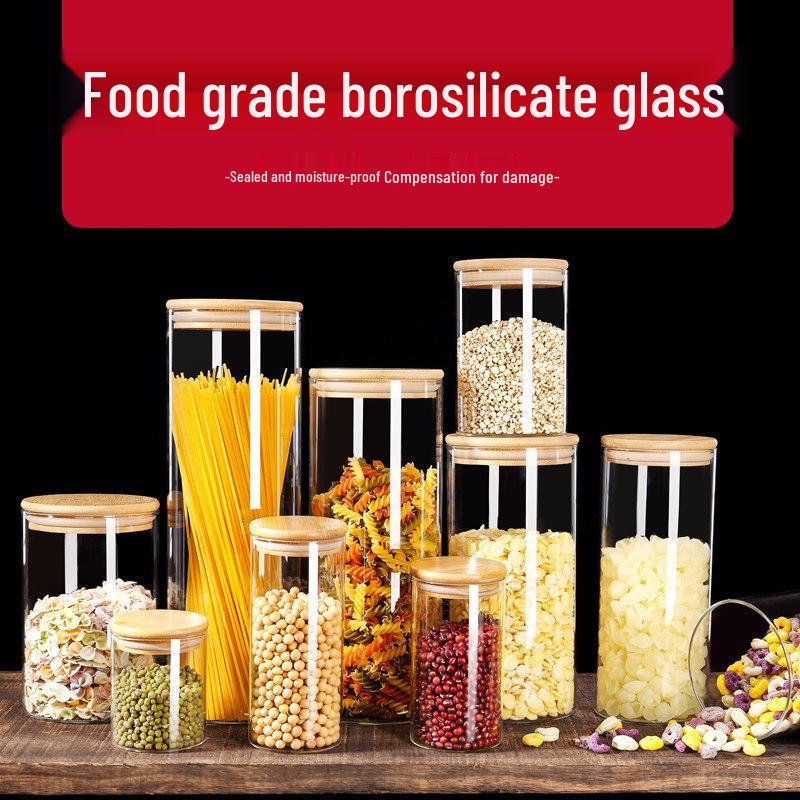 Food-Grade Borosilicate Glass Tea Canister for Coffee, Flower Tea, and Powder - Moisture-Proof Storage Jar
