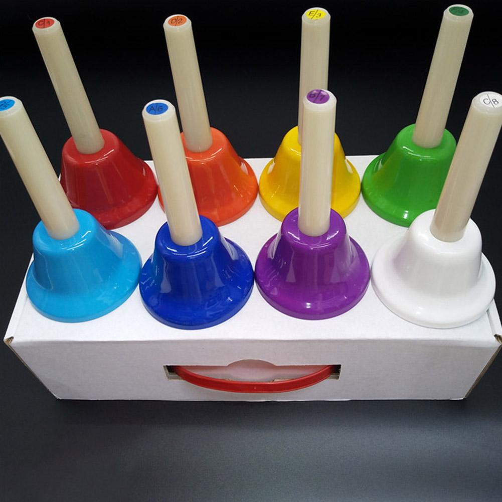 8Pcs Hand Bells Set, Colorful Diatonic Metal Bells Party Bells Hand Percussion For Classroom X7S1