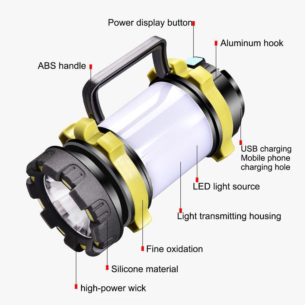 Portable Camping Light 3000mAh Capacity Power Bank Torch Light LED Lanterns Waterproof Outdoor Tent Light Rechargeable Flashligh