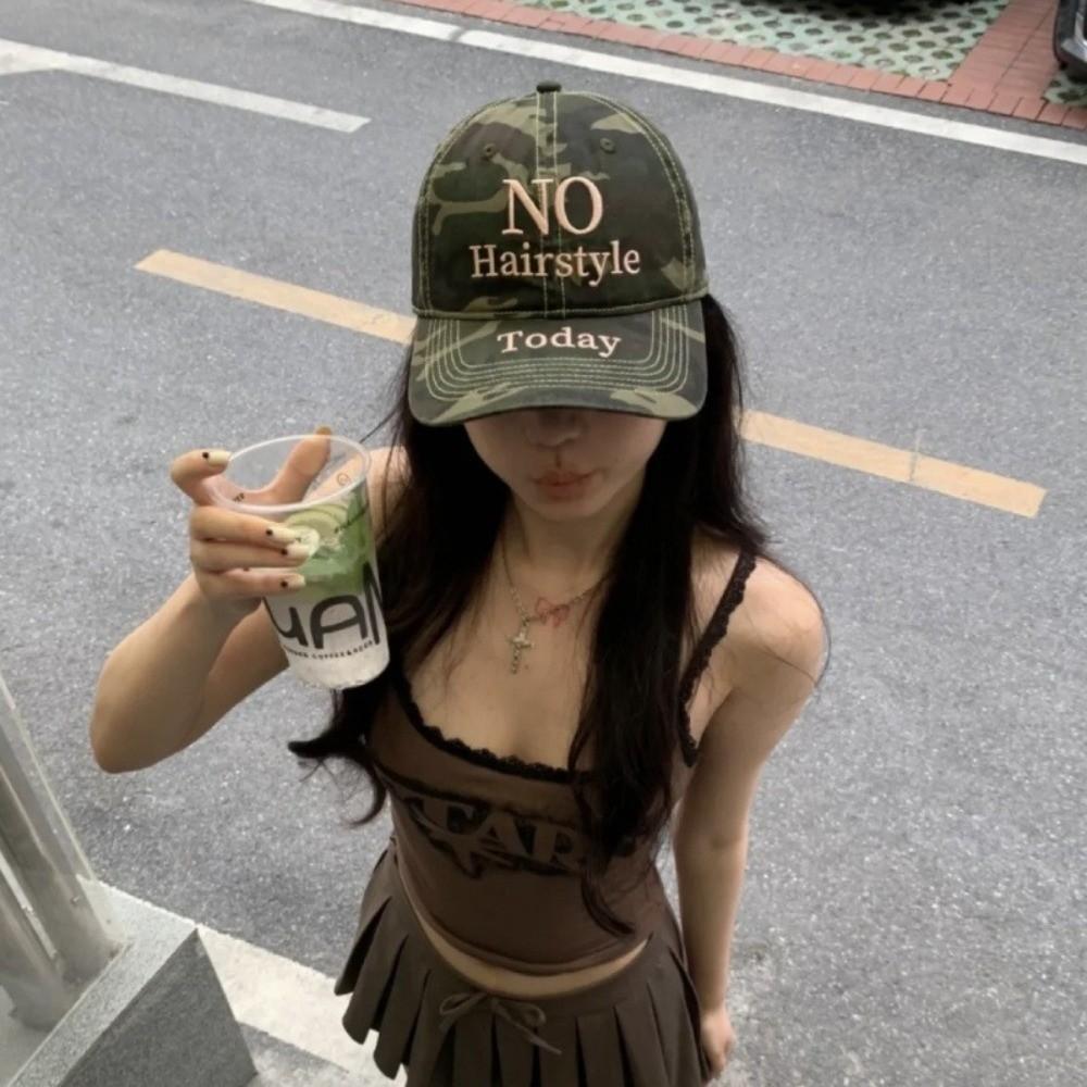 Adjustable Camouflage Baseball Cap Cotton Dad Hat Trendy Sunscreen Hats  for Men Women