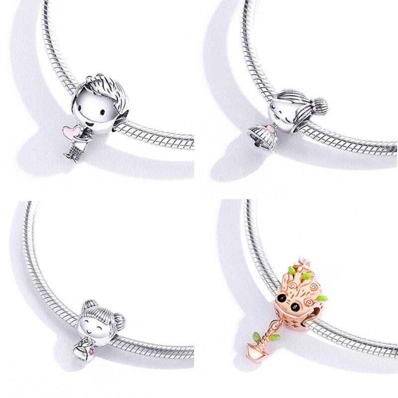 Couple Little Girls Boys 925 Sterling Silver Pineapple Food Avocado Beads Charm Bracelet Silver 925 Jewelry