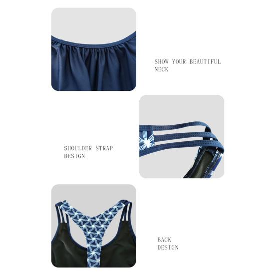 2Pcs/Set Tankini Set U-Neck Printing Backless Tops High Waist Swimming Trunks Set Quick Drying Swimwear Beach Wear