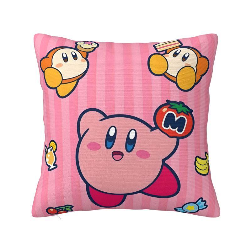 Custom Kirbys Video Game Cushion Cover Cartoom Anime Velvet Modern Pillow