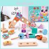 Wooden Animal Bead Stringing And Screw Assembly Educational Toy For Toddlers