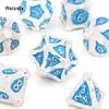 7 Pcs White BlueTree Stump Root Metal Dice Solid Metal Polyhedral Dice Set Suitable for Role-Playing RPG  Board Game Card Game