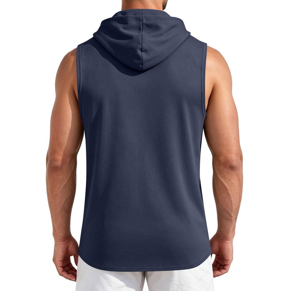 Men Sleeveless Hoodie Gym Vest with Pocket Quick Dry Athletic Muscle Tank Top for Sports Workout Running Training Fitness