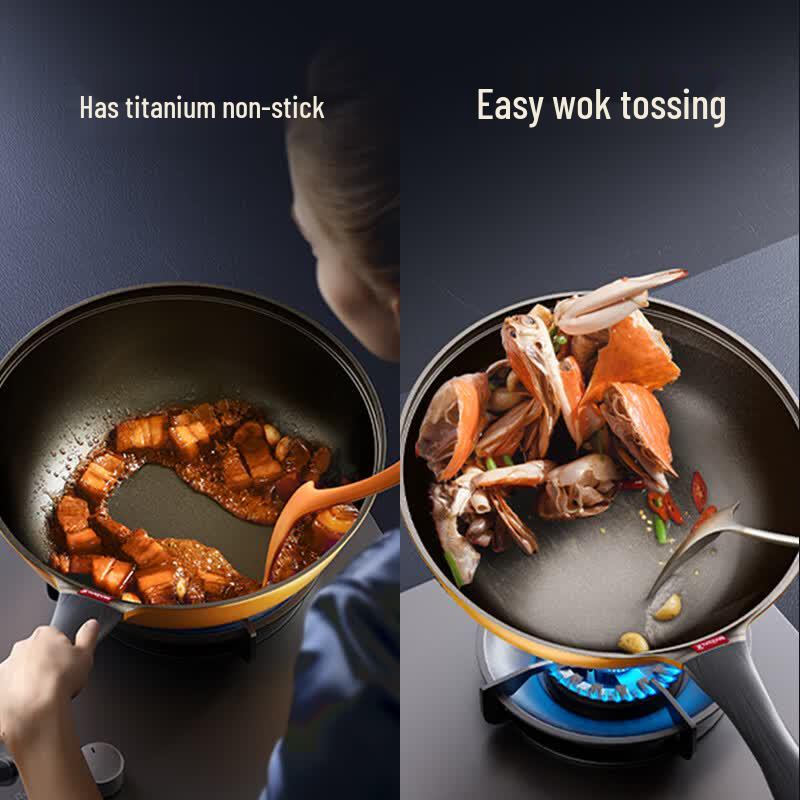 Maibale 32cm Ceramic Titanium Non-stick Wok with Steamer