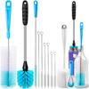 11-Piece Bottle Brush Set with Long Handle, Tube and Straw Cleaner Brushes for Narrow Neck Bottles, Cups, Beer and Wine Glasses, White