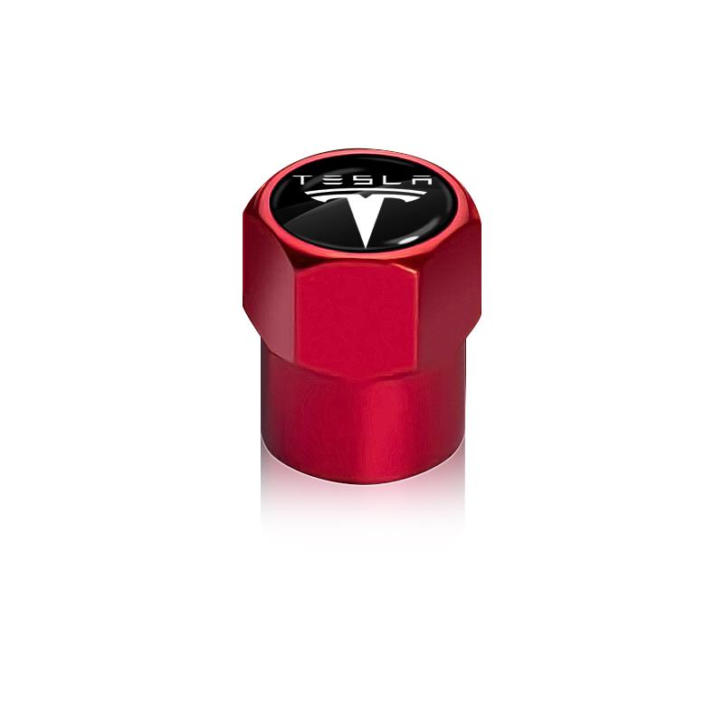 4Pcs Metal Car Logo Wheel Tire Hex Valve Caps Stem Case Covers For Tesla Model S Model X Model Y Cybertruck Model 3 Model Y
