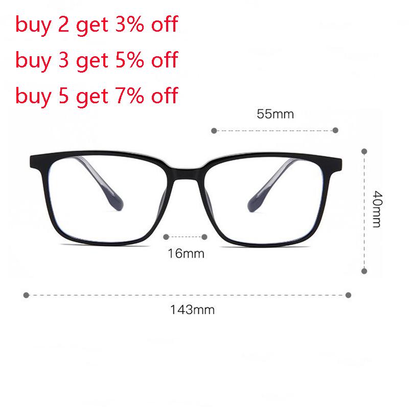 Transparent Gray Frame Blue Light Blocking Computer Eyeglasses Women Men TR90 Square Prescription Spectacles 0 -0.5 -0.75 To -6