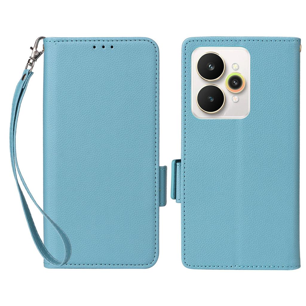 Für Realme 15 Pro 5G/15 5G Hülle mit Handschlaufe Litschi-Textur PU-Leder Brieftasche Handyhülle