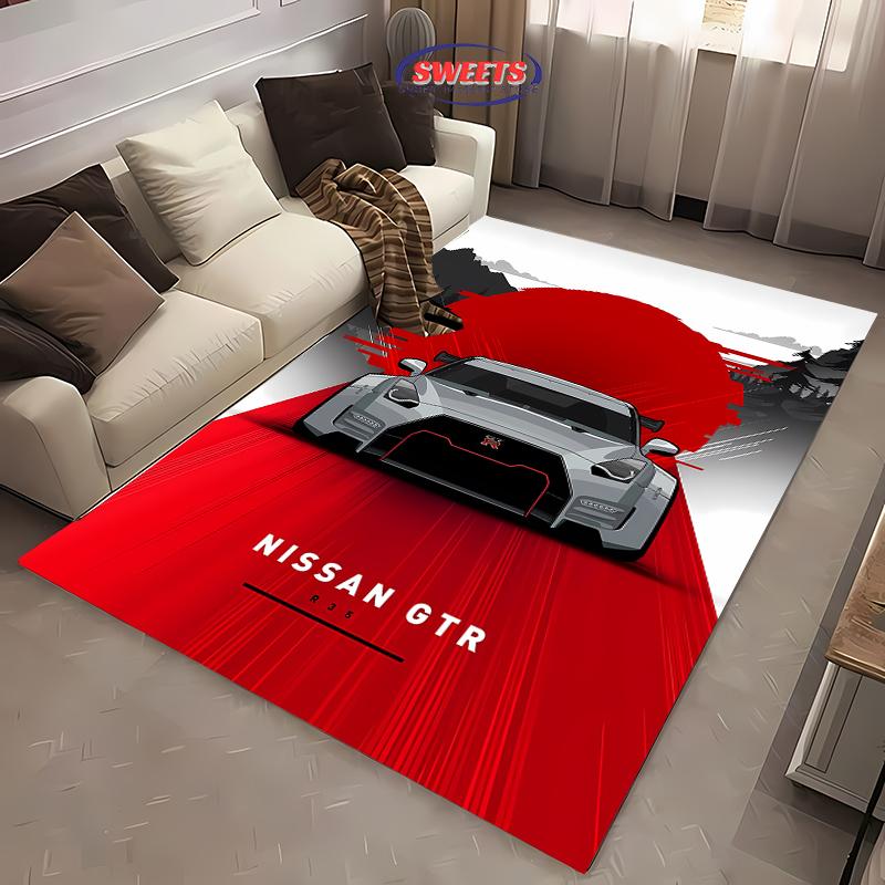 Retro GTR Racing Car Carpet, Living Room and Bedroom Household Items, Children's Room Sofa Mat,Doormat Floor Anti-slip Rug Gift