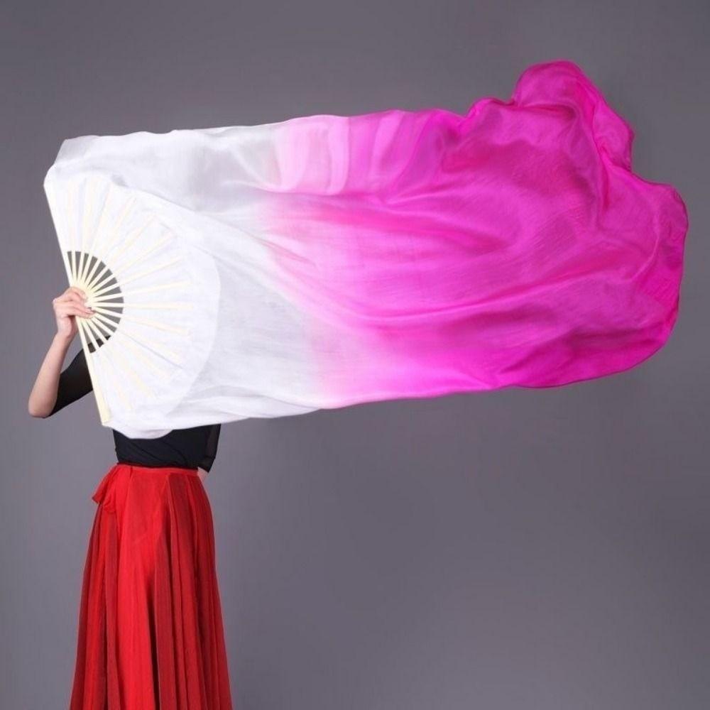 120/150/180cm Gradient Color Dancer Fan Right&Left Hands Practice Long Imitation Silk Fans