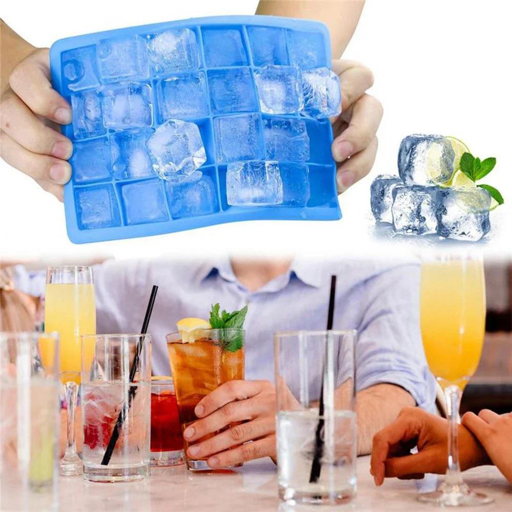 Square Shape Ice Cube Maker, Fruit Popsicle, Ice Cream Mold for Wine Bar Drinking, 24 Grids Silicone Ice Cube Tray Molds