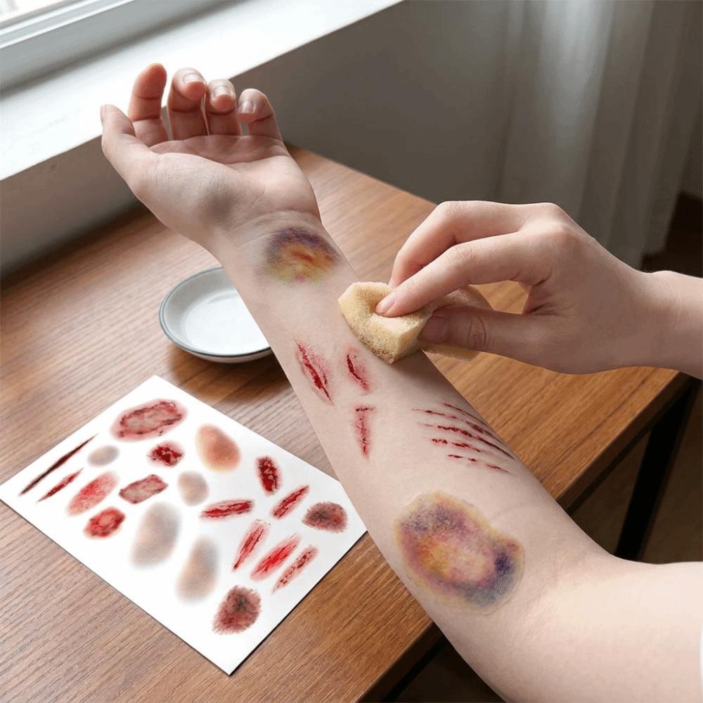 4Sheets Realistic Halloween Temporary Tattoos Waterproof Fake Tattoo Party