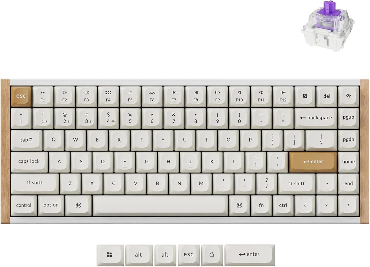 

K2 HE Rapid Trigger Wireless Custom Hall Effect Gateron Double Rail Magnetic Wireless QMK Aluminium Wood US RGB Mac Windows Linux Compatible []Keychron білий