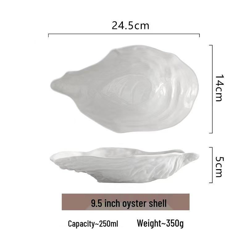 Stylish Thickened Ceramic Oyster Plate - Underglaze Color, High-Temp Resistant Tableware for Restaurants and Hotels