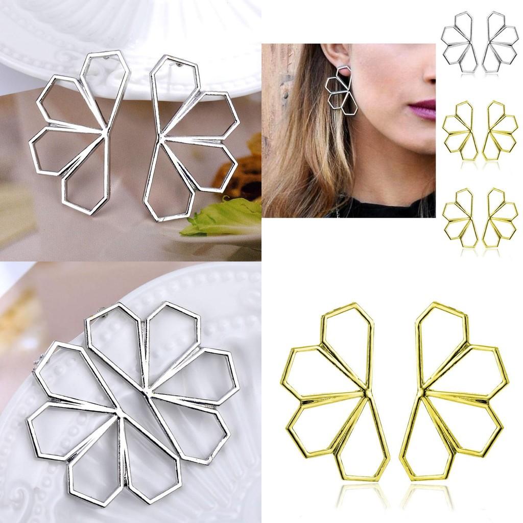 Statement Geometric Hollow Earrings Fashionable Alloy Jewelry For Women