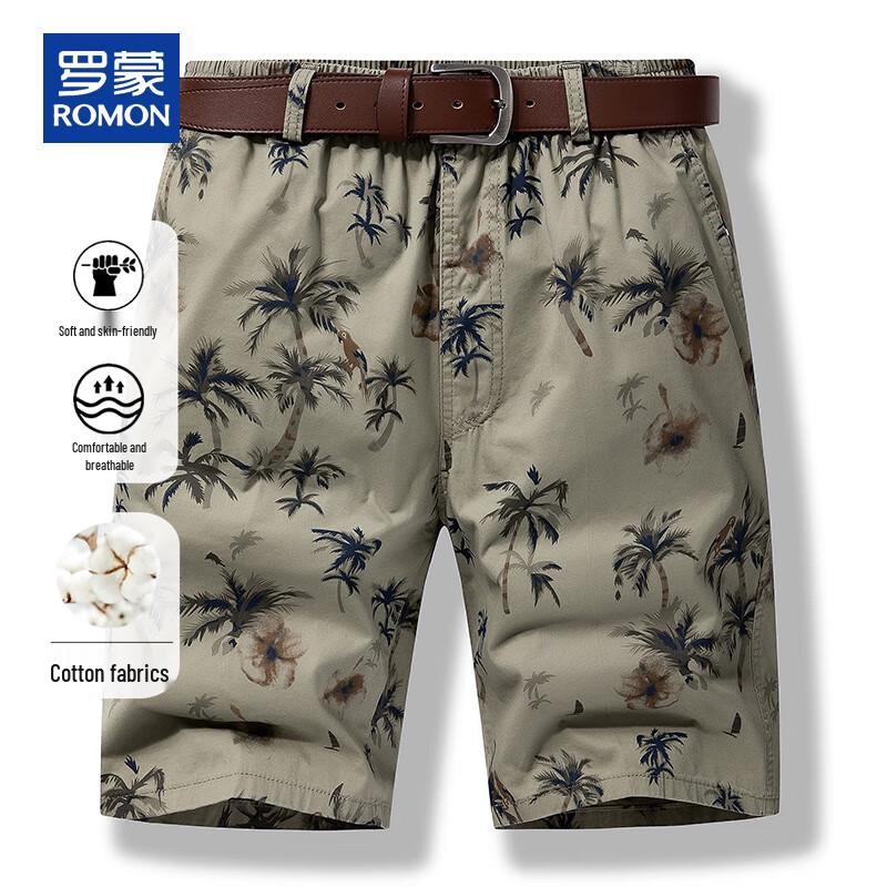 ROMON Men's Summer Cotton Casual Cargo Shorts