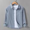 Men's Retro Long-Sleeve Casual Shirt: Simple Solid Color, All-Match Style