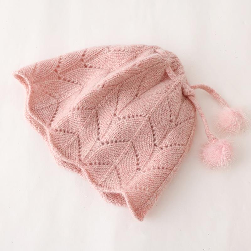 Чистый кашемир Осень и Зима Новая Детская Шапка-рыбак Полая Лента Детская Вогнутая Форма Шляпа-ведро Вязаная Шапка one size