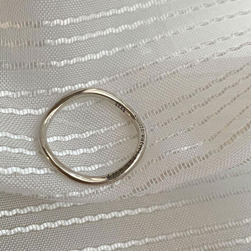 Korean Versatile Style Geometric Wave Letter Ring For Women Chic Copper Fashion Statement