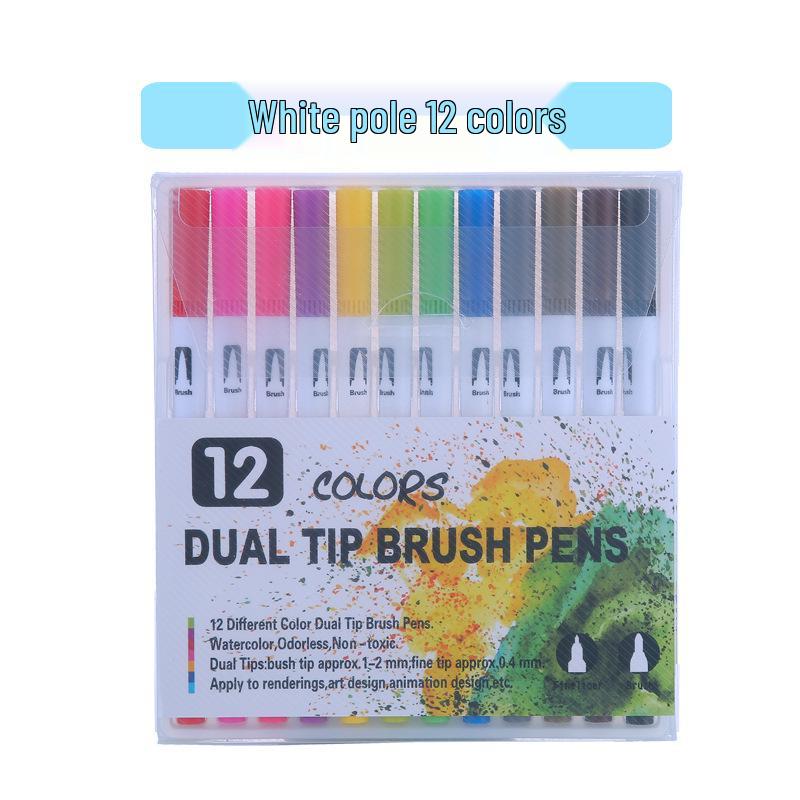 Washable Double-Ended Watercolor Markers for Kids White barrel