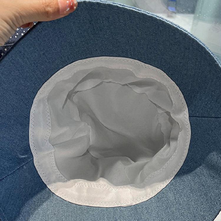 Summer Sun Hat Foldable Outdoor Hat With Rhinestones Decors Sun Protections Fisherman Hat For Women Travel Vacation Wear