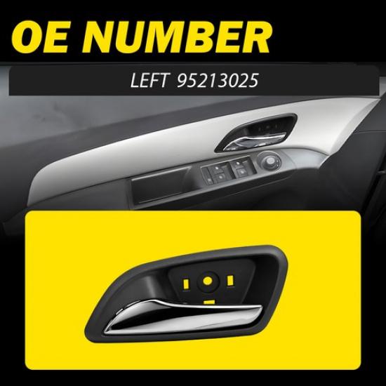 Black+Chrome 1PCS Inner LH Door Handle Fit 2011-2015 Chevrolet Cruze Driver Side