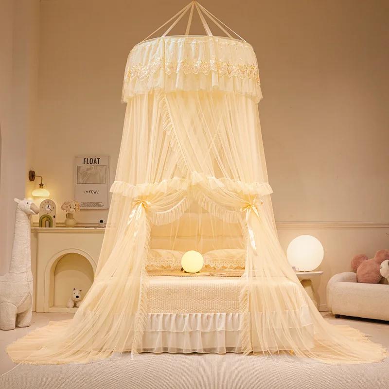 Hot Sale 2025 new hanging dome princess mosquito net installation-free bed mantle European floor mosquito net without bracket