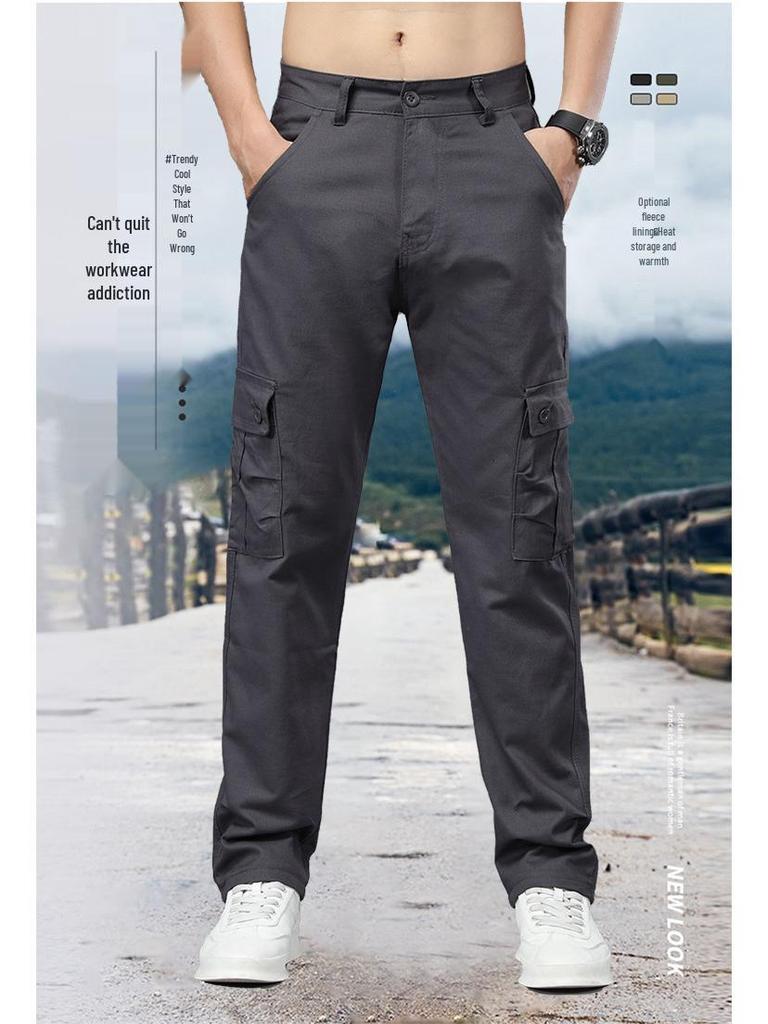 2022 Herren Cargohose aus reiner Baumwolle: Locker, Strapazierfähig, Verschleißfest, Gerades Bein Militär-Arbeitskleidung