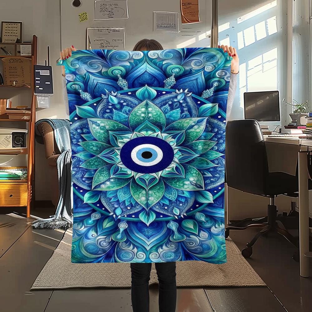 1PC Nazar Boncuğu Print Flannel Blanket, High quality All Seasons, Home Decor, Warmth and Comfort, Perfect for Christmas Gifts