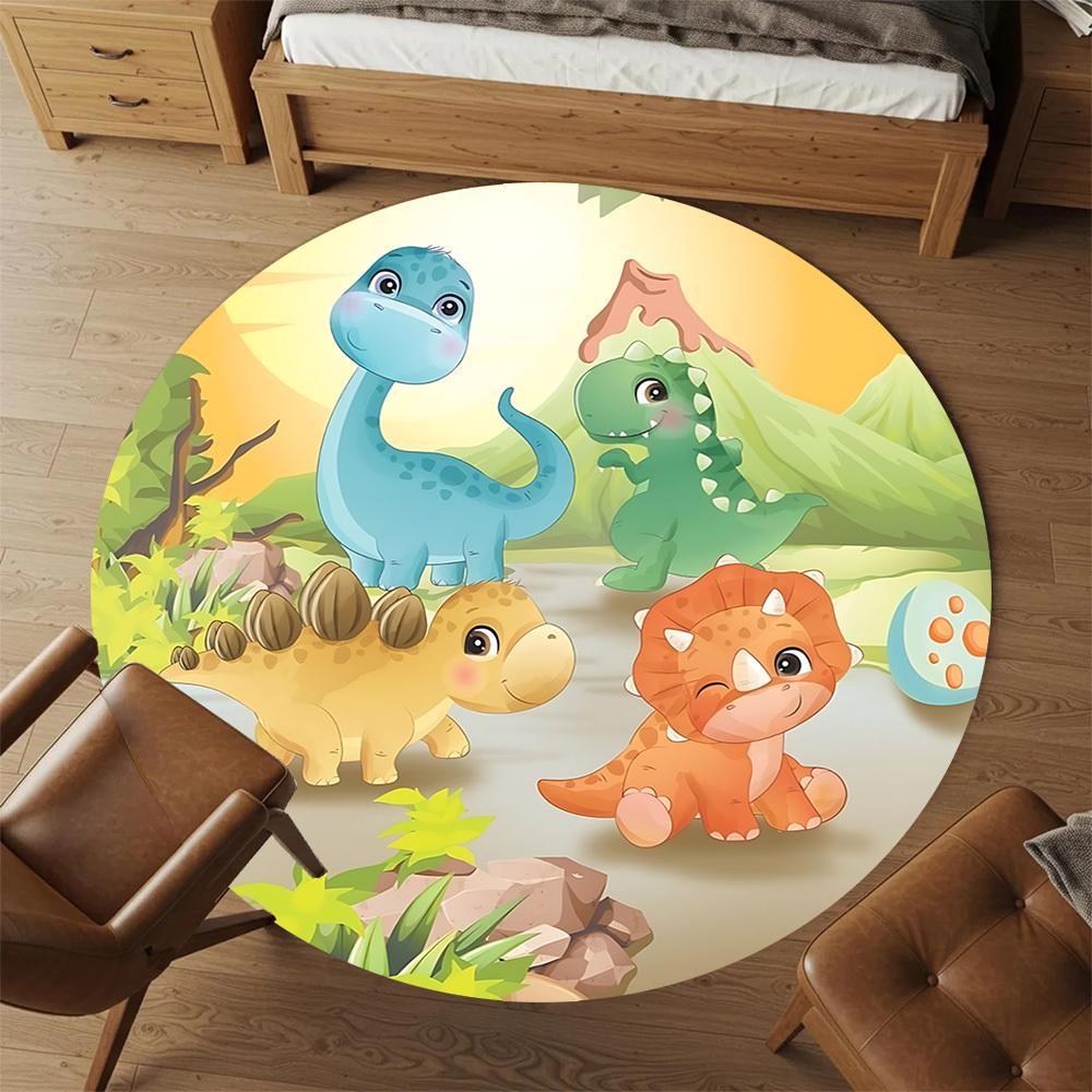 1pc dinosaur landscape Round Chair mat Area Rug - Non-Slip, Floor Mat for Office, Bedroom, and Indoor Decor c1125364