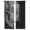 Halloween Skull Head Horror Tulle Curtains For Living Room Bedroom Decoration Transparent Chiffon Sheer Voile Window Curtain