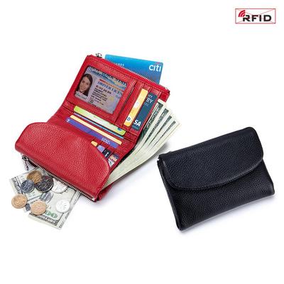 Women's Genuine Leather High-End Short Wallet - Soft Cowhide, Anti-Theft, Large Capacity