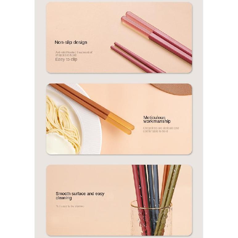 5 Pairs Reble Chopsticks, Multi-purpose Durable Household Plastic Cute Ice Fog Multicolor Chopsticks Non-Slip 9.5 inch/24cm for Family, Hotel,