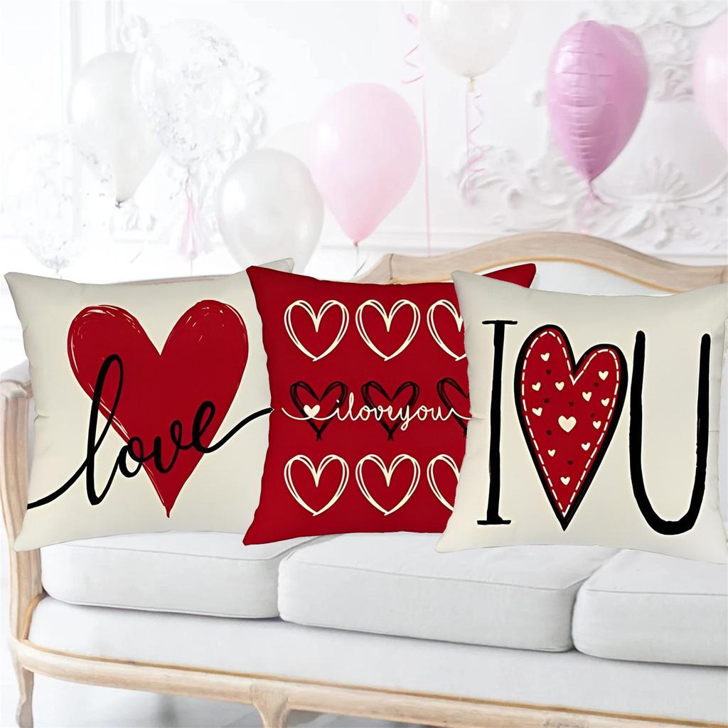 Valentines Day -ow Covers 18x18 Set Of 4 Love Heart Valentines Day Throw Pillows Decorative Cushion Cases Valentine Decorations