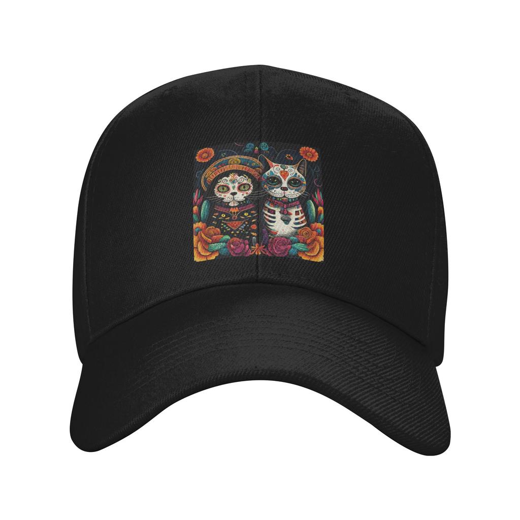 Unisex Baseball Hats Day Of The Dead Kitten Cat Sugar Skull Dia de Los Muertos Summer Sports Baseball Caps Casquette Hats