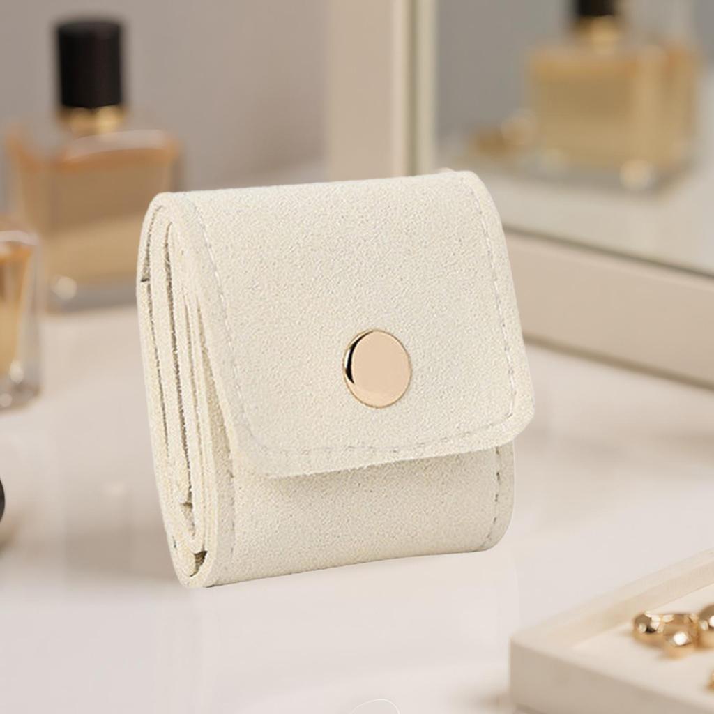Travel Jewelry Bag Small Jewelry Travel Case Trendy Foldable Divided Case with Buckle for Airplane Beach Vacation Honeymoon