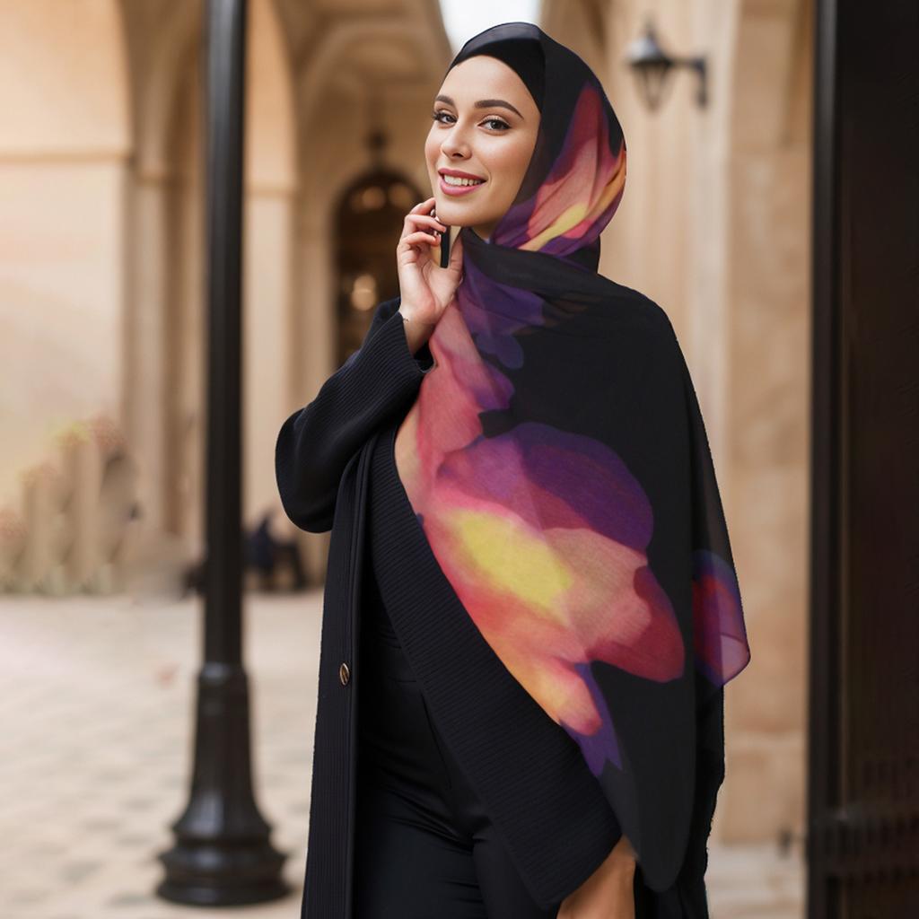 New Printed Chiffon Hijab Scarf For Women Muslim Headscarf Wraps Veils Islamic Turban Niqab Tie-dyed Headband Muslim Hijab Shawl