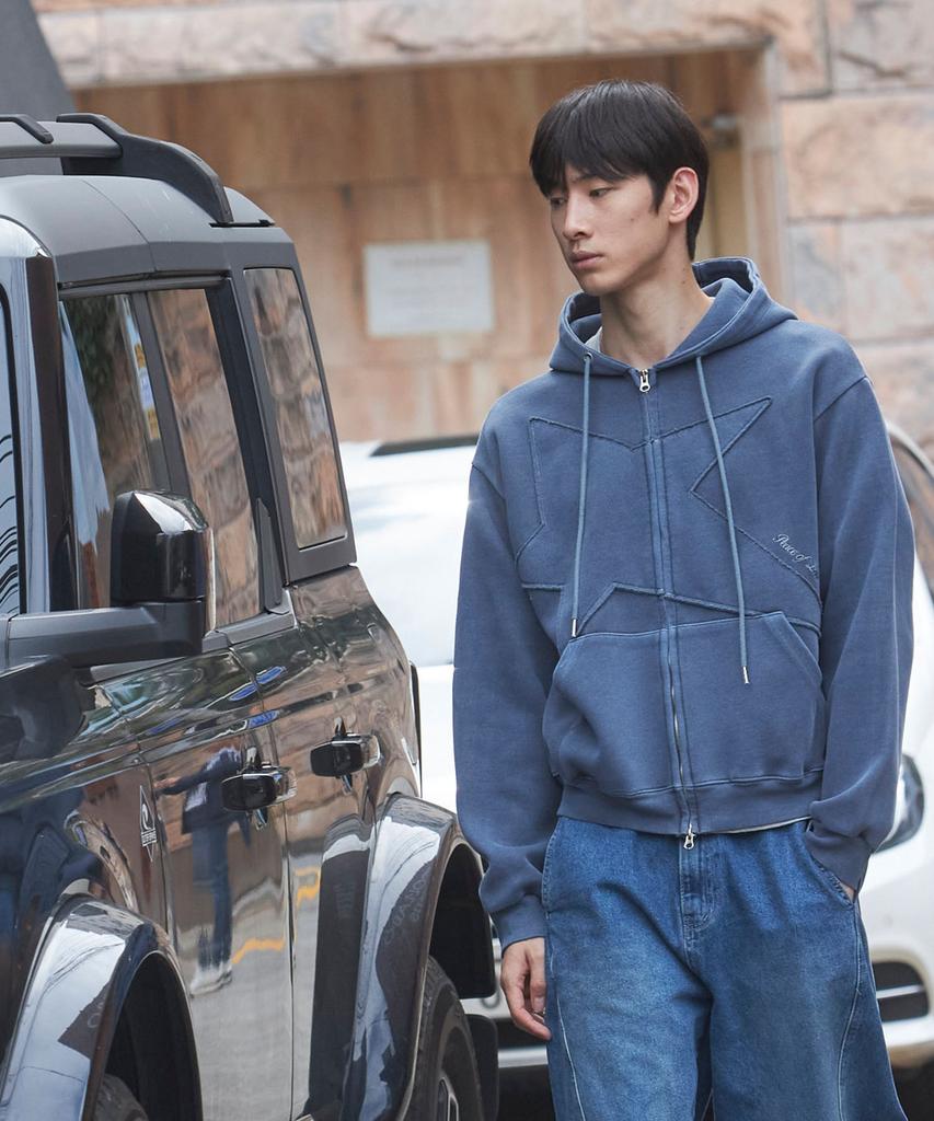 Pol Star Pigment Zip-Up Hoodie_Blue
