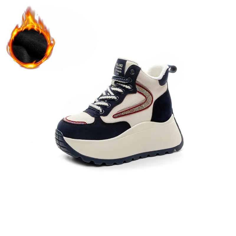 

Женская обувь на толстой подошве с плюшем модная повседневная обувь спортивная обувь 35 красный