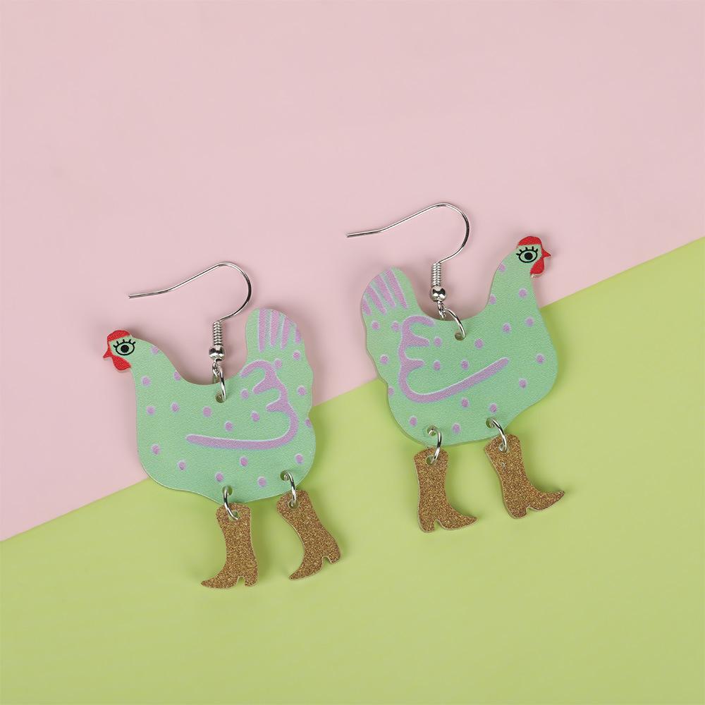 Custom Environmentally Friendly Acrylic Earrings, Cartoon Color Hen-Shaped Earrings Earrings.